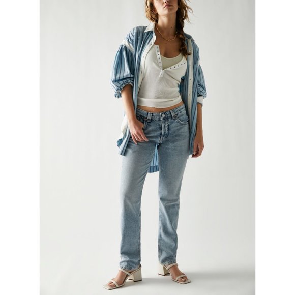 Free People Light Blue Straight Leg Jeans - Picture 7 of 10